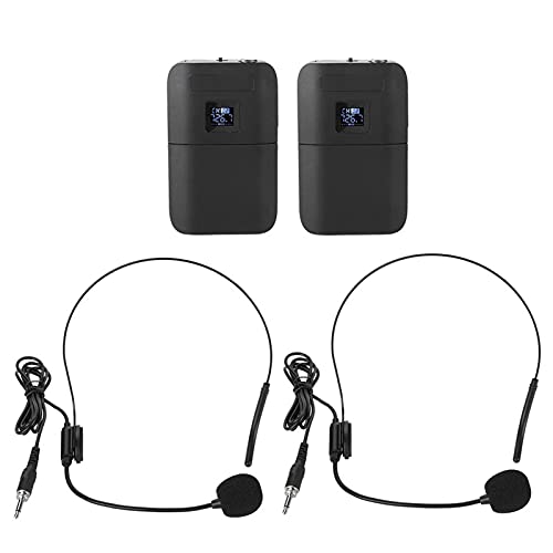 Garsent Drahtloses Mikrofon Headset, tragbares drahtloses UHF Kopfmikrofon mit Empfängersender 2 in 1 wiederaufladbares Mikrofon