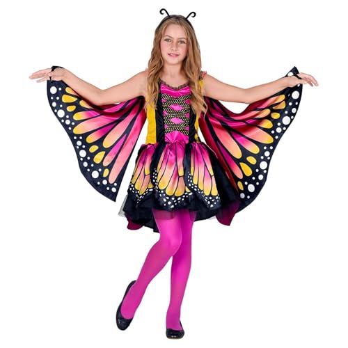 Widmann - Kinderkostüm Schmetterling, Kleid mit Tutu, Flügel, Antennen, Tier, Falter, Mottoparty, Karneval