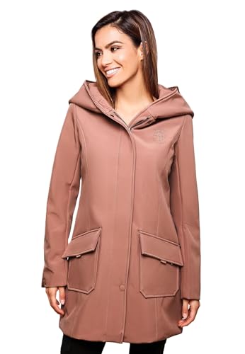 Marikoo Damen Softshell Jacke Winterjacke wasserabweisend Outdoor lang B856 [B856-Maylee-Terracotta-Gr.XXL]