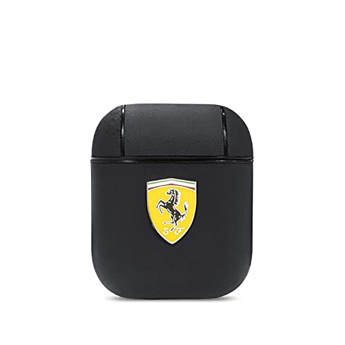 Ferrari FESA2LEBK Hülle für Airpods Schwarz On Track Leder