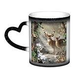 WURTON Keramik-Kaffeetasse mit Camouflage-Hirsch-Druck, Farbwechsel-Tasse im Himmel, Geschenk für Familie und Freunde