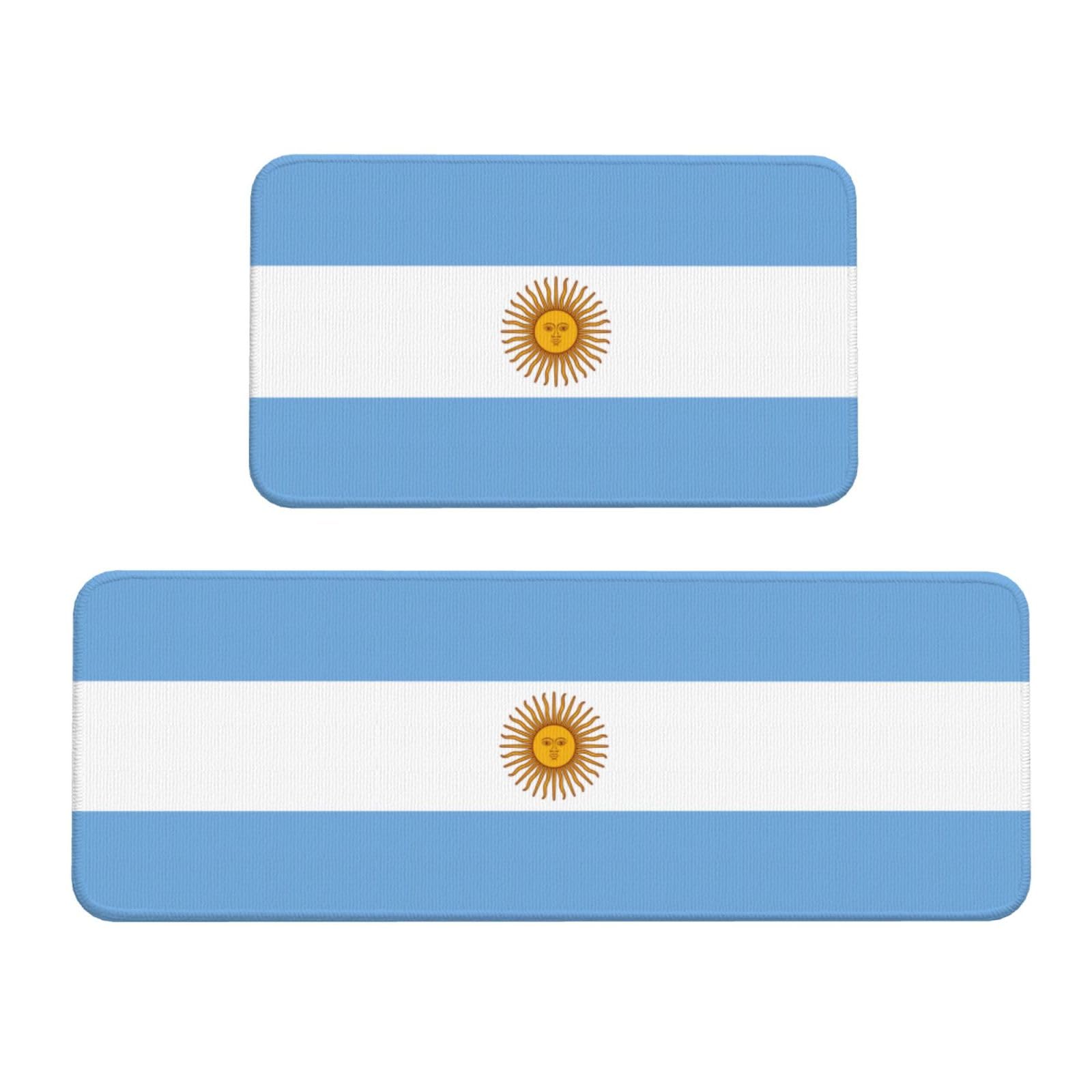 Küchenmatte, Motiv: argentinische Flagge, 2-teilig, rutschfest, wasserdicht, für Flur, Büro