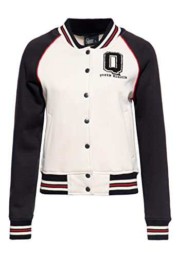 Queen Kerosin Damen College Sweatjacke | Varsity Jacke | Vintage Style | Sweat Jacke | Baseball Jacke | Rockabella Q