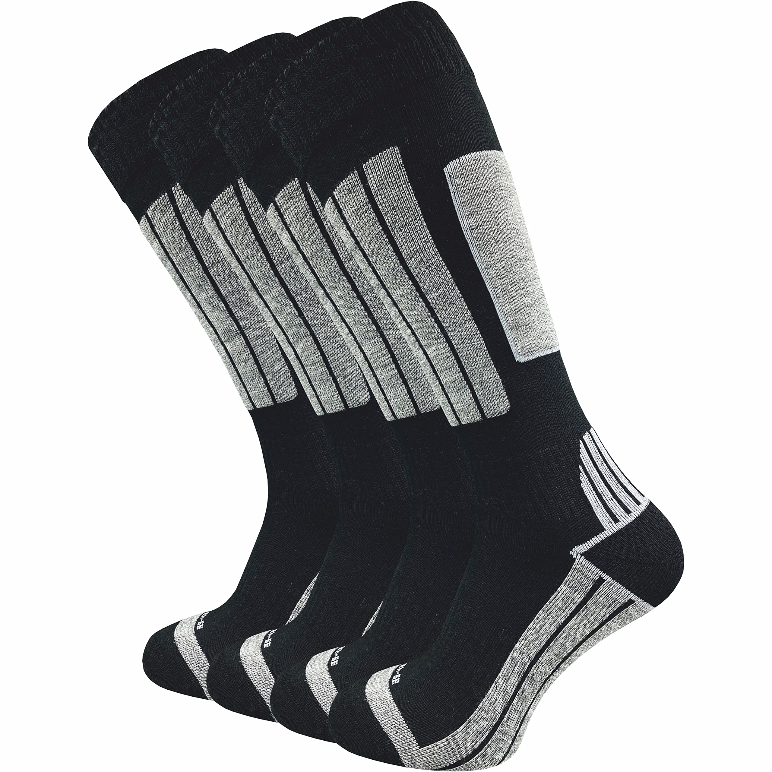 GAWILO 4 Paar Damen & Herren CoolMax Skisocken – Snowboardsocken – Funktionsocken mit Spezialpolsterung (39-42, schwarz)