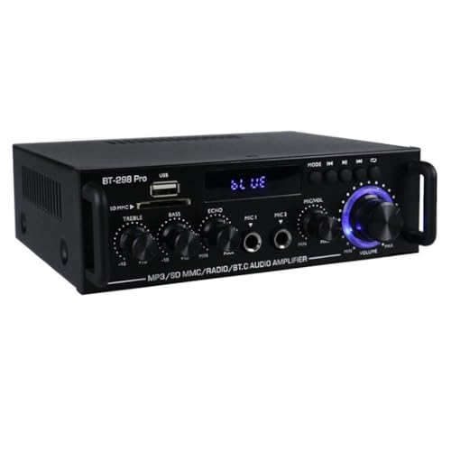 Junterone Verstärker Bt 298 Pro Heimkino-Verstärker, Karaoke, Zweikanal-Stereo, Bluetooth 5.0, Maximal 800 W, Neues Upgrade, EU-Stecker, Langlebig, Einfache Installation, Einfach zu Bedienen