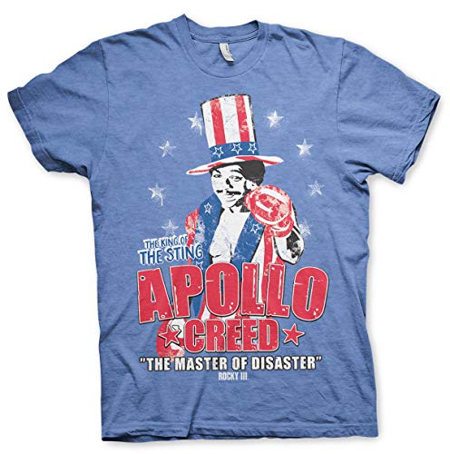 Rocky Offizielles Lizenzprodukt Apollo Creed Herren T-Shirt (Blau-Heather), Large