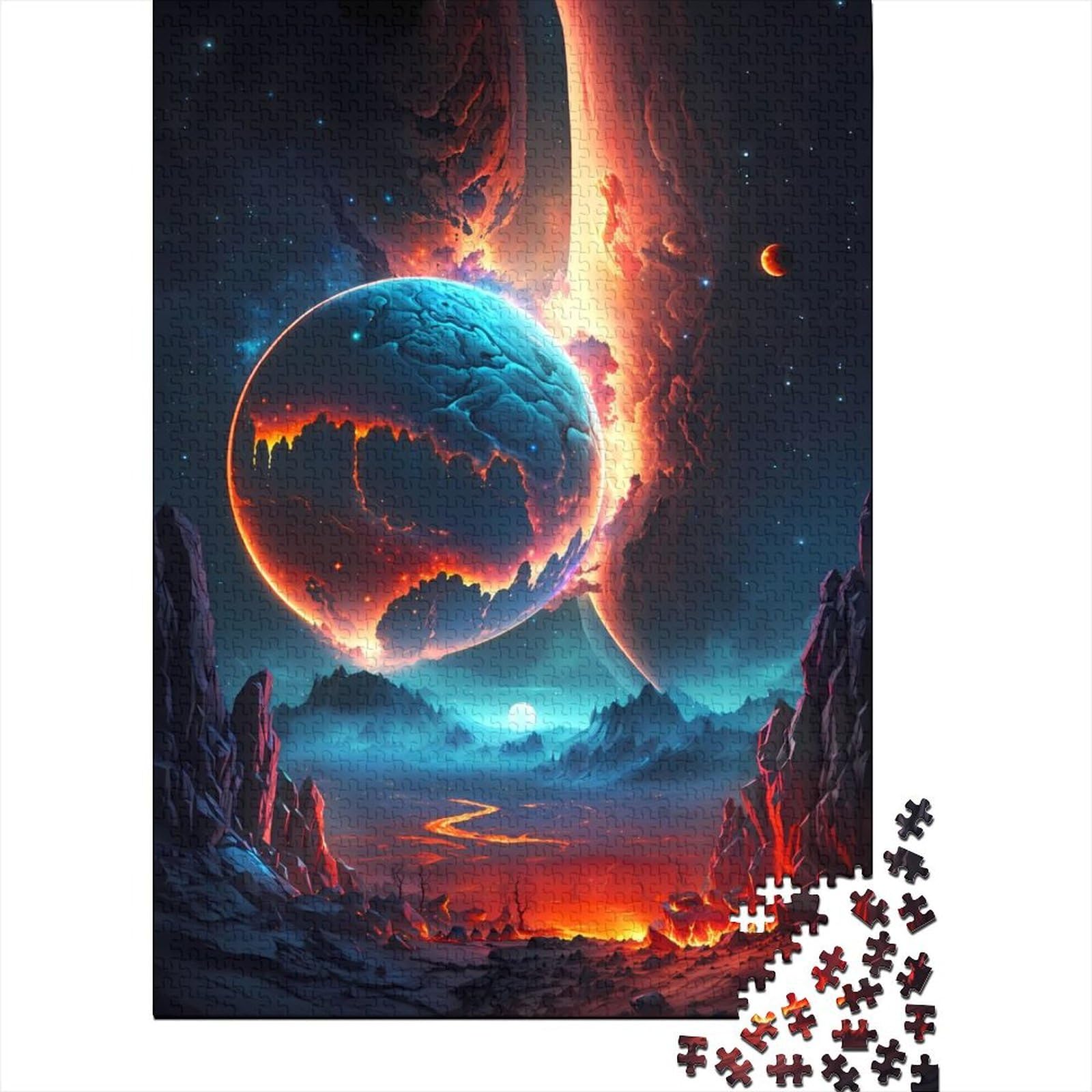 Kunstpuzzle für Erwachsene, 1000 Teile, Lava Planet Cosmos, lustige Puzzles für Erwachsene, 1000-teiliges großes Holzpuzzle für Erwachsene (Größe 29,53 x 19,69 Zoll)