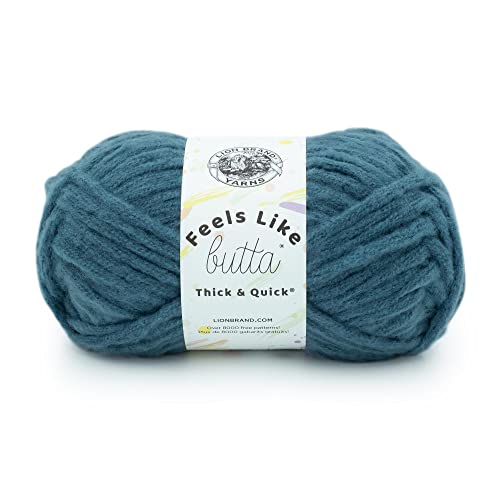 Lion Brand Yarn Fühlt sich an wie Butta Dickes & Quick Super Bulky Garn zum Stricken, 1 Packung, Orion Blue