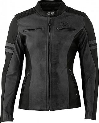 Rusty Stitches Joyce Damen Motorrad Lederjacke Grau/Schwarz 42