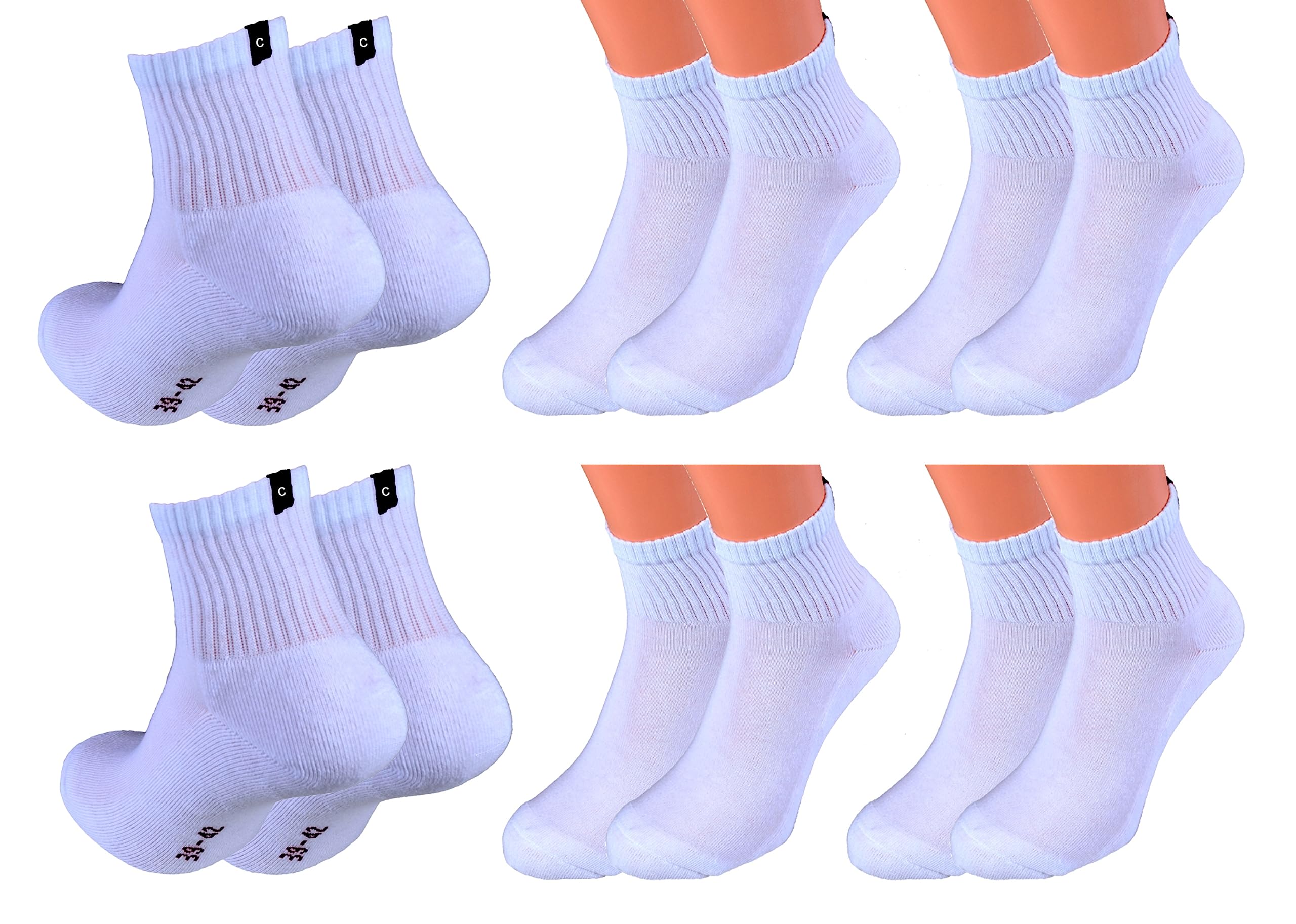 6 Paar Sport-Kurz-Socken, Kurzschaft mit Frotteesohle in weiß Marke Cocain für Damen und Herren Gr. 39-42