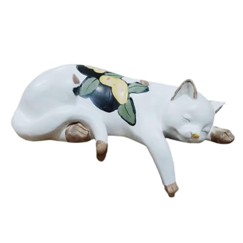 Begchy Gartenstatue Schlafende Katze für Draußen, Katzenstatue, Gedenkstatue, Katzenstatue Aus Kunstharz für Den Garten, Dekorative Katze für Den Garten