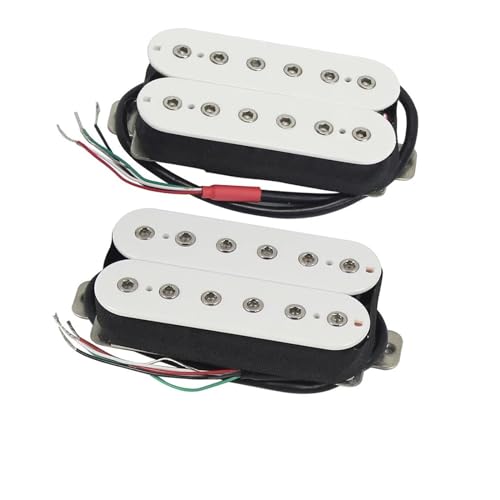 2-teiliges Humbucker-Tonabnehmer-Doppelspulen-Hals-Steg-Tonabnehmer-Set Für E-Gitarre – Verstellbare Polstücke e gitarren tonabnehmer (Color : White 7K N and 8k B)