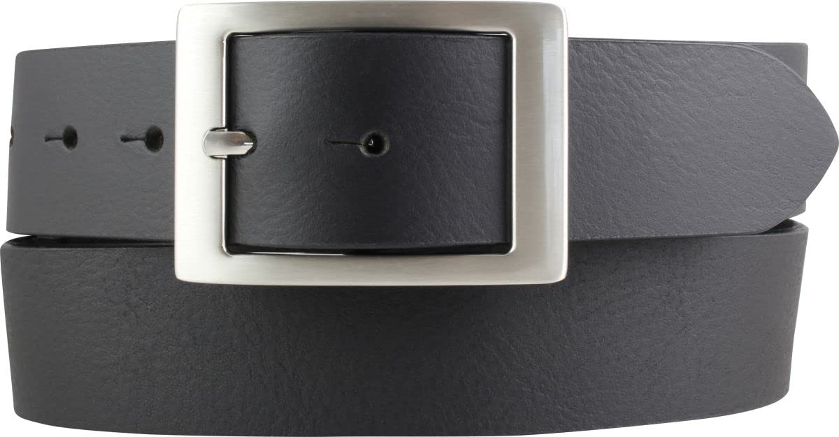 BELTINGER Jeansgürtel aus Vollbüffelleder mit Doppel-Schnalle 4 cm | Jeans-Gürtel für Herren 40mm | Leder-Gürtel aus Büffelleder 4cm | Schwarz 95cm