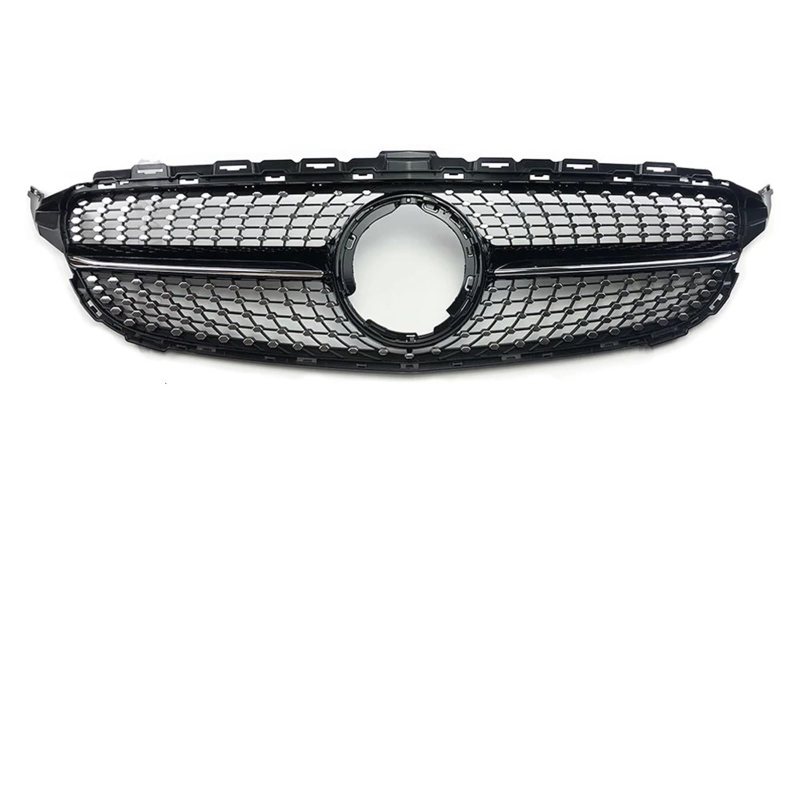 Frontgrills Für Benz W205 C205 S205 Für AMG C 2014-2021 GTR GT Diamant Front Stoßstange Grille Racing Einlass Haube Grill Zentrum Mesh Front Bumper Grille(19-21 Diamond Black)