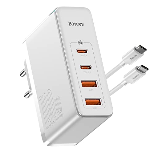 Baseus USB C Schnellladegerät 100 W 4 Ports, Stromversorgung USB C mit GaN Tech, 2C + 2A Ports, Schnellladegerät, Universal für iPhone 12 Pro Max / 12 Mini / 13 / Galaxy/Mac/Laptops/iPad