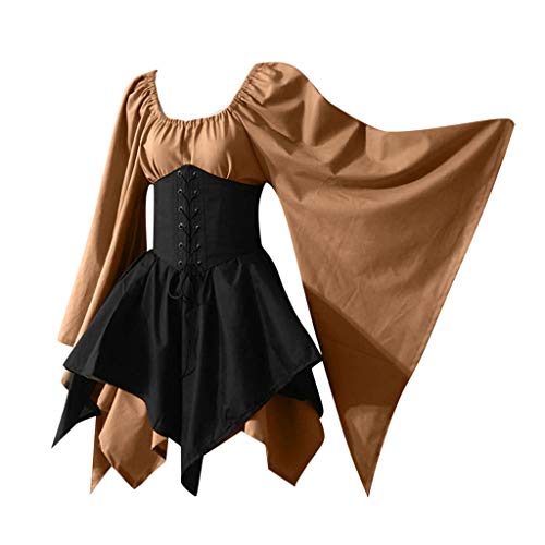 Mittelalterkleider Damen Renaissance Kleid Mittelalter Kleider Mittelalter Kostüme Renaissance Mittelalter Cosplay Uniform Halloween Kostüm für frauen Gebunden Taille Elegant Partykleid Farbbloc