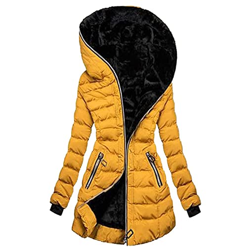 CSHE Damen Wintermantel Mantel Steppmantel Winter Jacke Lang Stepp Warm Teddyfell Elegant Silvester Geburtstag Halloween Weihnachten 2023 2024 Outfit Deko Meine Bestellungen Anzeigen