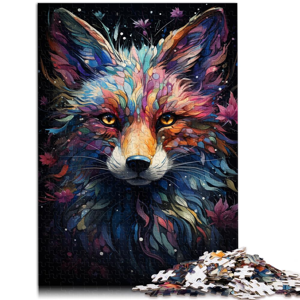 Puzzle für Erwachsene, farbenfrohes psychedelisches Fuchs-Puzzle, 1000-teiliges Holzpuzzle, ganze Familie, 1000 Teile (50 x 75 cm)