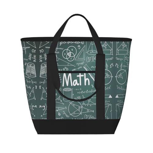 YQxwJL Formulas Shapes Theory Mathematikunterricht, Wortdruck, große Kapazität, isolierte Lunchtasche, wiederverwendbare Einkaufstasche mit Reißverschluss, für Damen und Herren