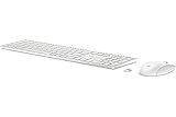 HP - PC Tastatur und Maus 650 Wireless, bis zu 20 Monate Laufzeit, 20 programmierbare Tasten, verstellbare Füße mit 6 Grad Neigung, Ziffernblock, Maus bis zu 4000 DPI, Weiß