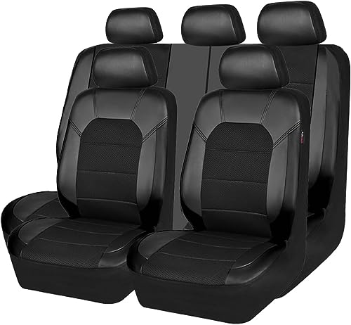 OYTHO Auto Sitzbezüge Sets für Dacia Duster 2.Gen 1.Gen HM HS 2010-2015 2016 2017 2018 2019 2020 2021 2022 2023 2024 2025, Leder Wasserdicht Vordersitze Rücksitzschoner Leicht zu Reinigen,A/Black