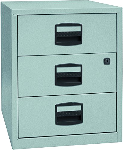 Bisley Home mobiler Beistellschrank PFA, 3 Universalschubladen, 355 Silber, 40 x 41.3 x 52.8 cm