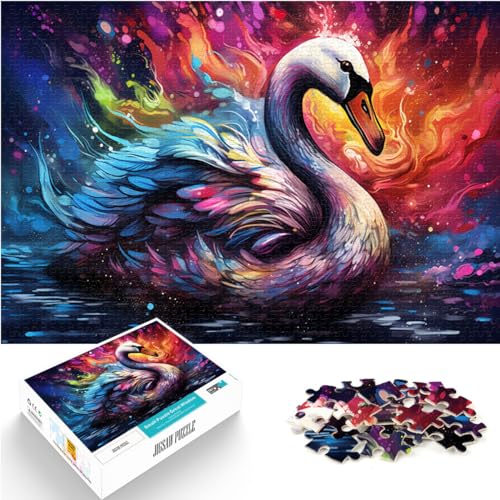 Puzzle, Farbiger Schwan, 1000-teiliges Puzzle für Erwachsene, Holzpuzzle, Spaß für zu Hause, Aktivitäten, Geburtstagsgeschenk, Reisegeschenke, 1000 Teile (50 x 75 cm)