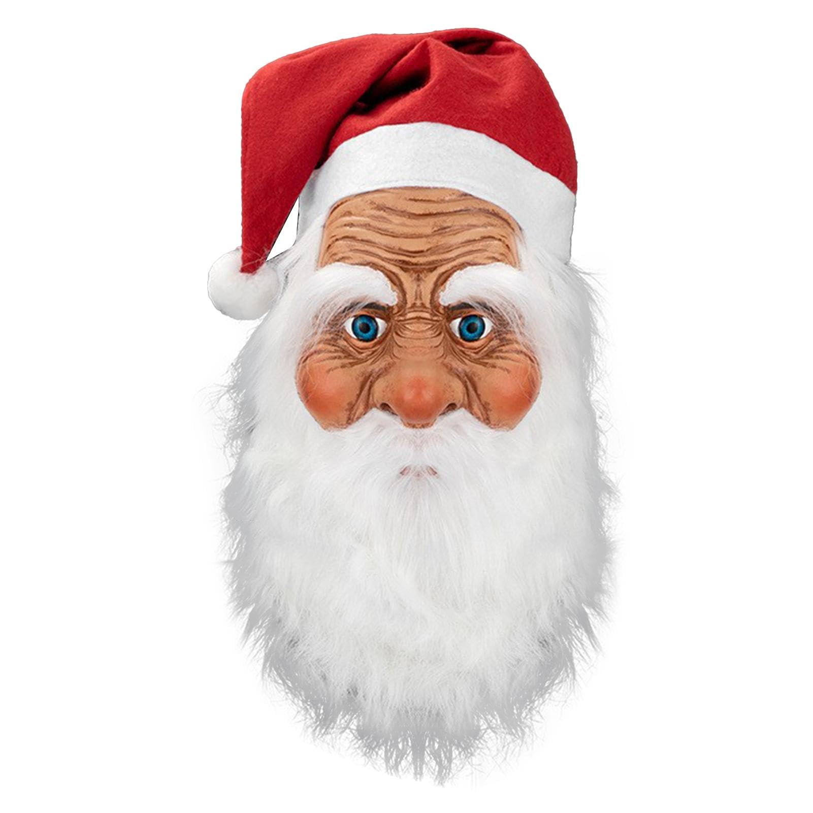 Weihnachtsmann-Gesichtsmaske,Santa-Gesichtsmaske für Erwachsene - Realistisches Weihnachtsmann-Gesichtsteil | Latex-Gesichtsmaske mit Bart und rotem Hut, Halloween- -Kostüm mit vollem Kopf für Erw