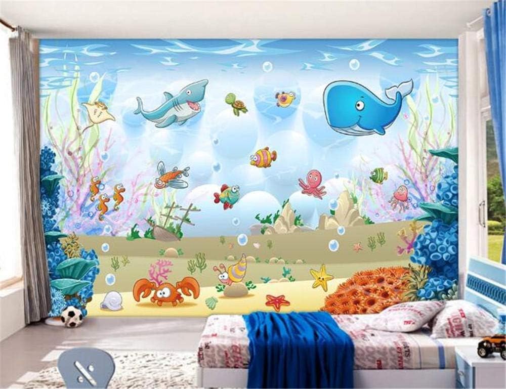 Cartoon Unterwasserwelt Tier Hai Oktopus 3D Tapete Poster Restaurant Schlafzimmer Wohnzimmer Sofa TV Dekorative Wand-430cm×300cm