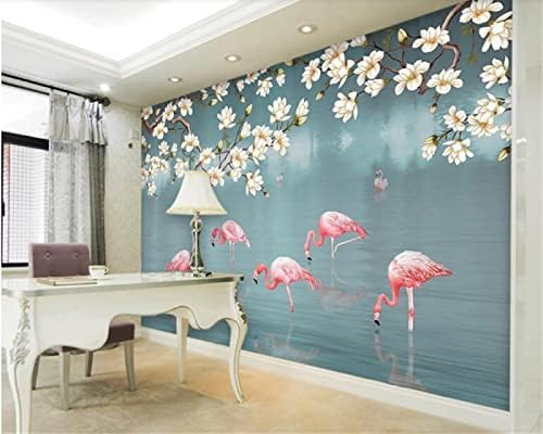 XLMING Handgezeichnetes Flamingo-Muster Küche Esszimmer Arbeitszimmer Wohnzimmer TV Hintergrund Wand 3D Tapete-300cm×210cm