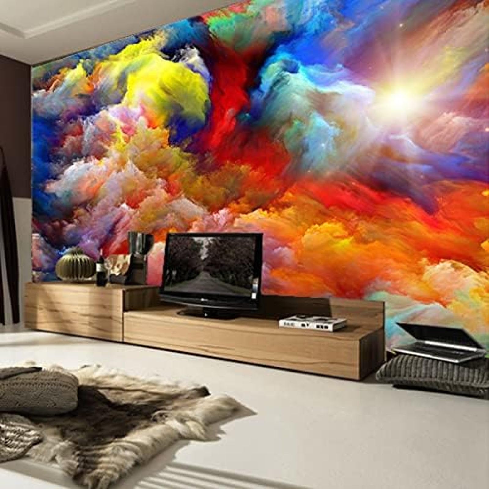 XLMING Bunte Wolken Abstrakte Kunst 3D Tapete Wohnzimmer Sofa Schlafzimmer Esszimmer Home Dekoration Wand-250cm×170cm