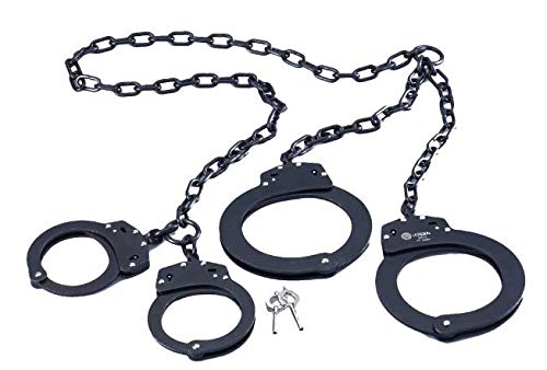 KS-11 Polizei Handschellen schwaz Fußfesseln aus Metall mit 2 Schlüsseln - Behördenqualität - Double Lock Standart Edition black - echte Handschelle - Security Zubehör