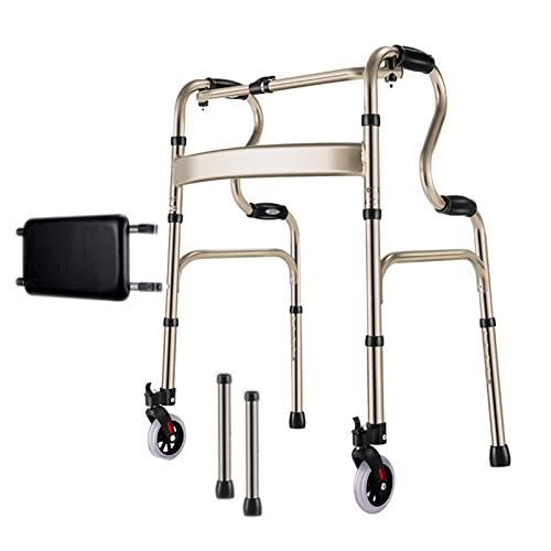 Rollator für Senioren, Gehhilfe, für Senioren, breit, Erwachsene, ältere Menschen, Gehhilfen für Treppen, drinnen und draußen, verstellbar, leicht, tragbar, faltbar, Mobilitätshilfe für Handicap mit