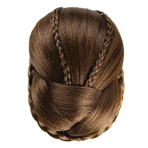 BONAD Haare Chignon Geflochtene Dutt Elegante Hochsteckfrisur Perücke Geflochtene Dutt Perücke mit eingebautem Kamm for Frauen Synthetische Perücke Haarknoten Dutt-Haarteile für Frauen (Color : A)