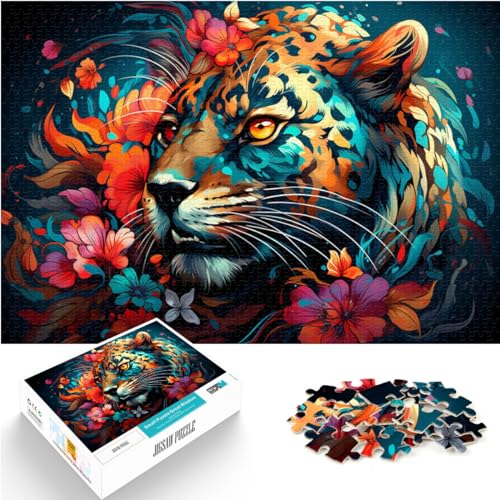 Spielgeschenk-Puzzle, farbenfroher Psychedelischer Leoparden-Kunstpuzzle für Erwachsene, 1000-teiliges Puzzle, Geburtstagsgeschenk, Geschenke für oder, Wandkunst, 1000 Teile (50 x 75 cm)