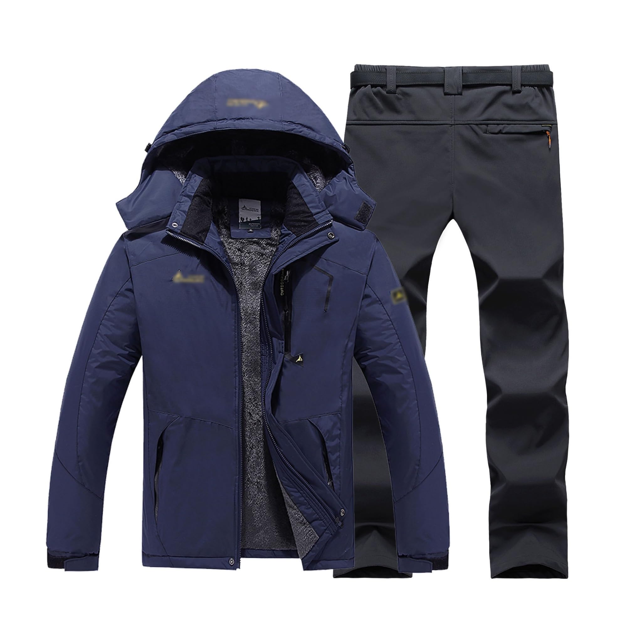 Herren Winter Warme Skianzüge, Winde Männer Mit Plusgröße Von Männern Isolierte Wasserdichte Skigiche Und Hosen Mit Gürtelset, Für Die Arbeit Im Freien Skifischen, Motorräder (Color : Dark blue, Siz