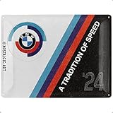 Nostalgic-Art BMW Motorsport – Tradition – Geschenk-Idee für Auto Accessoires Fans, aus Metall, Vintage-Design, 30 x 40 cm