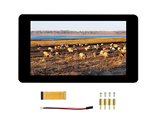 7 Zoll DSI LCD Display 800x480 Bildschirm TFT Touchscreen Monitor für Raspberry Pi 4B/3B+/3A+/3B/2B/B+/A+, Kapazitives Touch-Panel aus Gehärtetem Glas, bis zu 5 Berührungspunkte