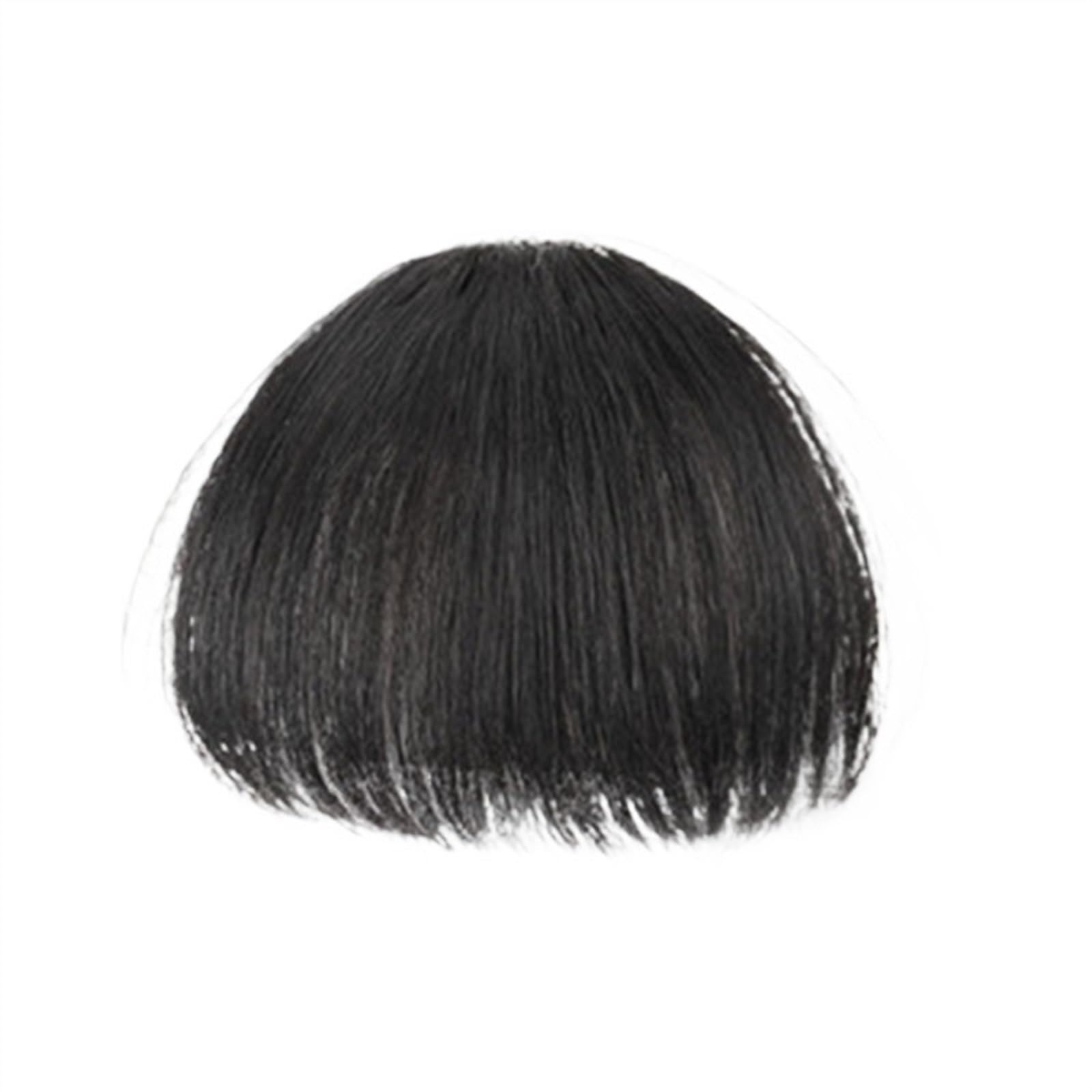 Pony Extension für Damen Synthetische Perücke, Air Bangs, natürlich, kurz, braun, blond, schwarz, Kunsthaar, Fransenverlängerung, Clip-in-Haarteile Fringe Bangs(Natural Black)