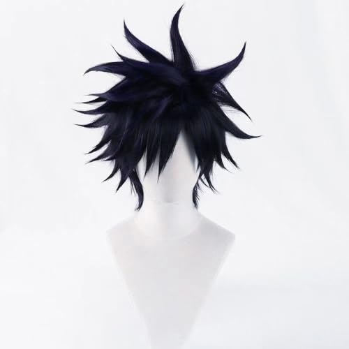 WCCNKK Anime Cosplay Perücke, FAIRY TAIL Gray Fullbuster Perücke, Dunkelblaues Kurzes Haar, Mit Perückenkappe, Für Party Alltag Halloween Perücke Cosplay, Dekorative Geschenke