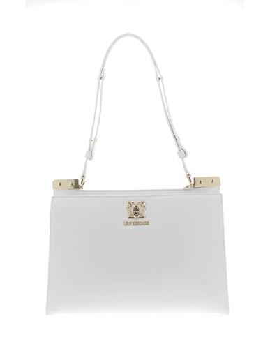 Love Moschino Damen-Taschen Weiß Shopper mit plattiertem Logo, Weiß, Einheitsgröße