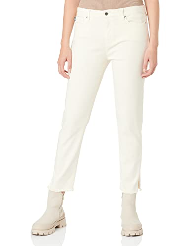 Moschino Damen Cropped Bull With Logo Heart Back Tag Casual Pants, Cream, 34 EU