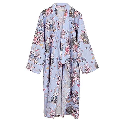 Frauen Kimono Robe Yukata Bademantel Pyjamas Lila beten Kaninchen