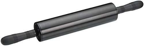 KitchenCraft Antihaft-Nudelholz, Metall-Nudelholz zur Verwendung als Teigroller, schwarz, 25cm Rollenlänge, 43cm Gesamtlänge, 1 Stück