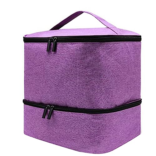 TAKOXIA Tasche für Damen, Nagellack-Organizer-Tasche, Aufbewahrungstasche für NailTech, abnehmbare doppellagige Tragetasche für 30 Flaschen Nagellack, violett, As shown in the figure