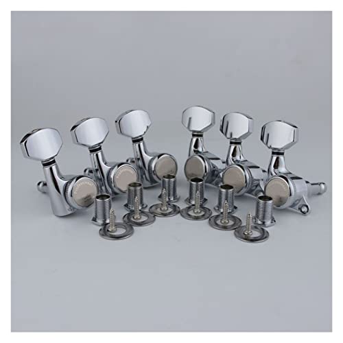 Gitarren Stimmwirbel Chrom-Gitarre-Verriegelungs- Tuner E-Gitarren- Maschinenköpfe Tuner Metallschloss Silber Gitarre-Tuning-PEGs (Color : 6R)