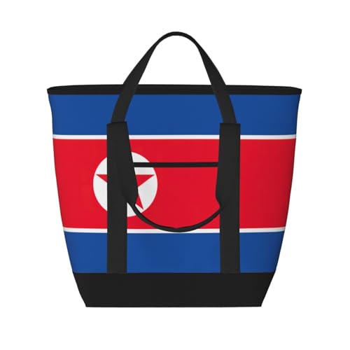 YQxwJL Isolierte Kühltasche mit koreanischem Flaggenaufdruck, große Kapazität, Einkaufstasche, Reisetasche, Strand, wiederverwendbare Einkaufstasche für Erwachsene, Schwarz, Einheitsgröße