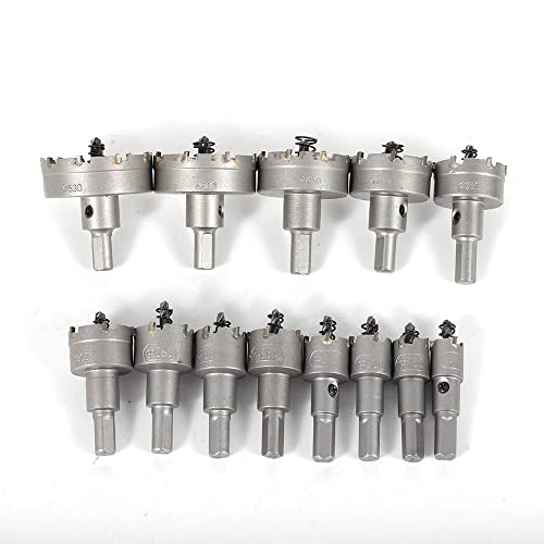 13/16/23 PCS Hartmetall Lochsäge Lochbohrer Metall Set Lochsäge Metall Set Kreisschneider Metall Geeignet für Aluminium Stahl Holz Kunststoff Gipskarton Edelstahl usw (16mm ~ 53mm)