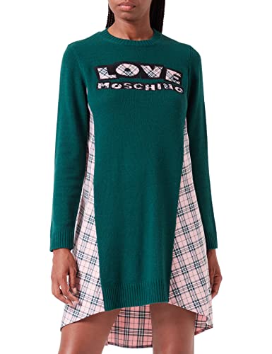 Love Moschino Women's Long-Sleeved Dress, GREEEN PINK, 48