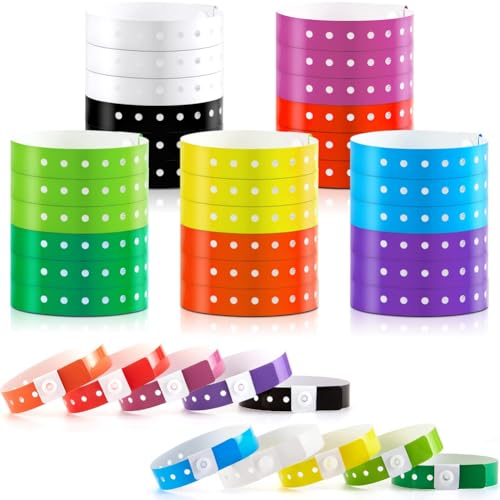 moctuntyrp 300 Stück Neon-Armbänder Aus Kunststoff, Vinyl-Armbänder, Armbänder, Plastikarmbänder, Party-Armbänder, Mehrfarbig